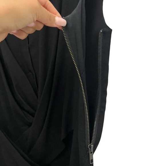 Helmut Lang Draped Twisted Front Cap Sleeve Dress in Black Sheath Dress Size 8 - Picture 9 of 12